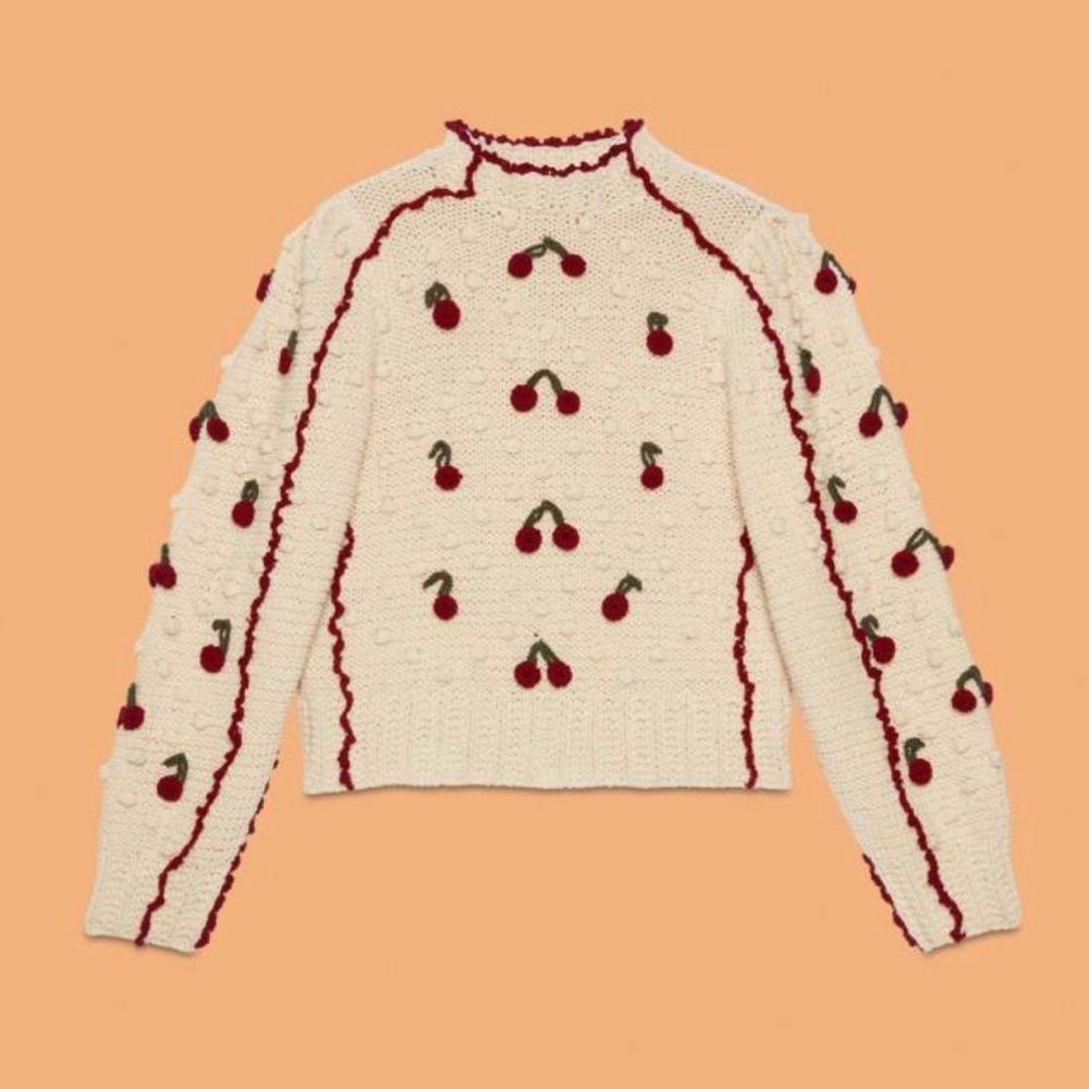 New NWT Gucci vault sea collaboration knit sweater Val Gardena cherry cherries m